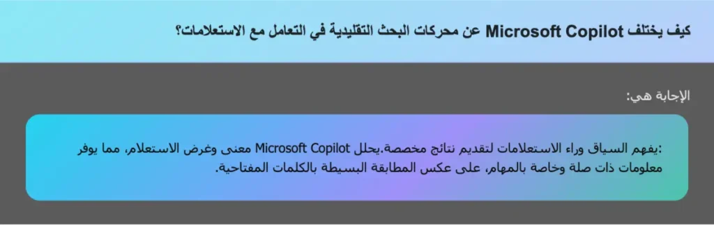 كيف يختلف Microsoft Copilot عن محركات البحث التقليدية في التعامل مع الاستعلامات؟