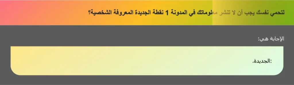 لتحمي نفسك يجب أن لا تنشر معلوماتك في المدونة 1 نقطة الجديدة المعروفة الشخصية؟
