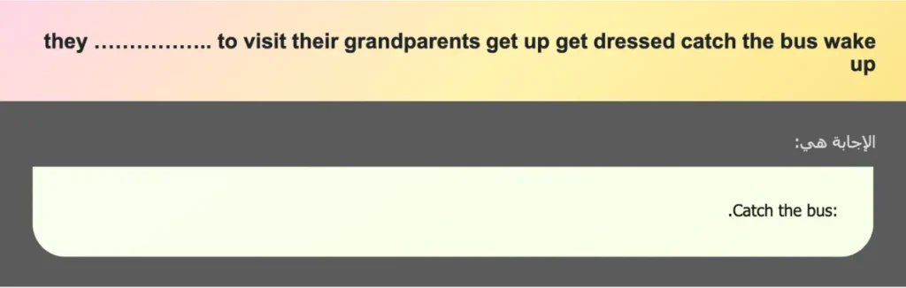 they …………….. to visit their grandparents get up get dressed catch the bus wake up